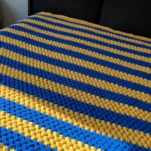 180x200 Sarı Mavi Renk Çift Kişilik Battaniye Hasır Model