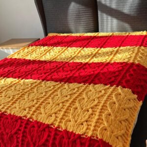 180x220 Sarı-Kırmızı Taraftar Çift Kişilik Kalp Model Battaniye